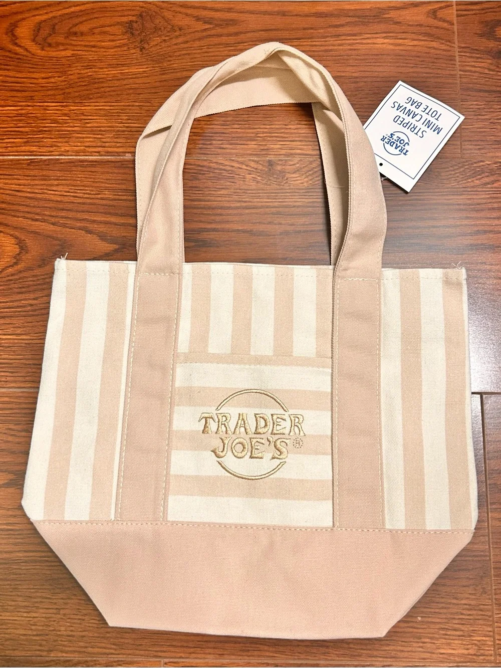 Trader Joe’s Mini Stripe Canvas Tote Bag - Desert Sand